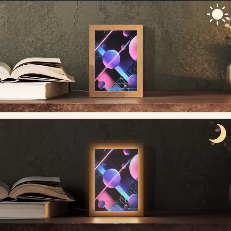 Bollen - Neon - Lijnen - Roze Light Box met kabel (Tafellamp) klein -sfeer3