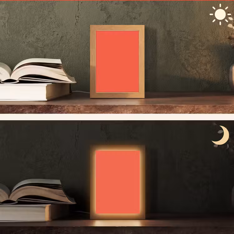Burnt - Coral - Oranje Light Box met kabel (Tafellamp) klein 925 -sfeer3