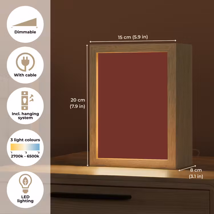 Burnt - Mahogany - Rood Light Box met kabel (Tafellamp) klein 925 -USP_EN