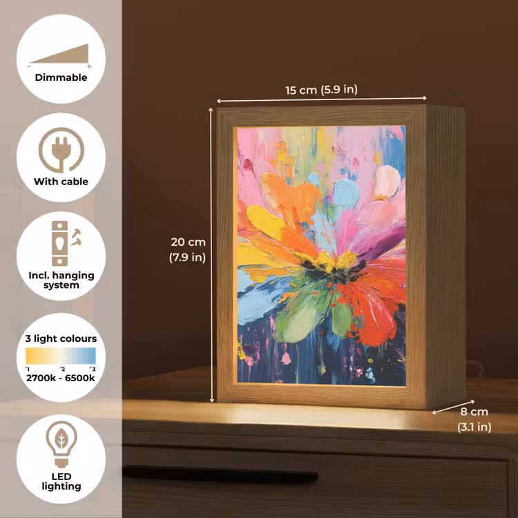 Kleuruitbarsting - Expressieve sfeer - Bloem Light Box met kabel (Tafellamp) klein -USP_EN