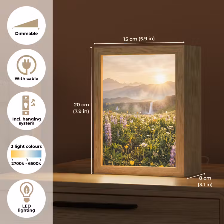 Vlinders - Waterval - Bloemenveld Light Box met kabel (Tafellamp) klein -USP_EN