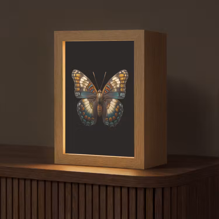 Vlinder - Kleurrijk - mozaïekachtig Light Box met kabel (Tafellamp) klein -z3d_website
