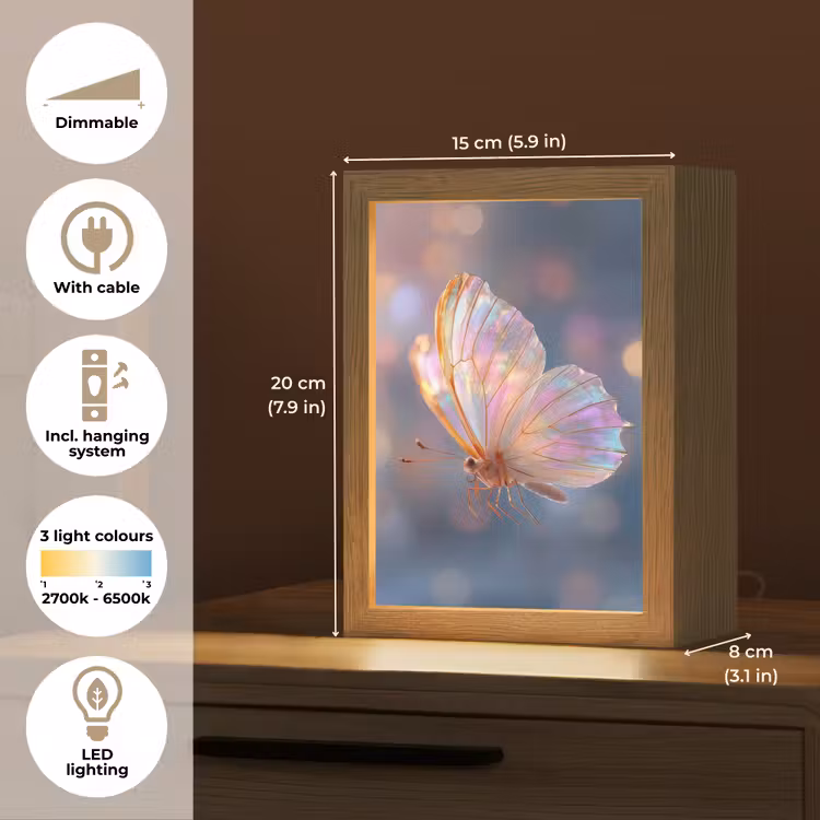 Vlinder - Vleugels - Pastel - Glinstering Light Box met kabel (Tafellamp) klein -USP_EN