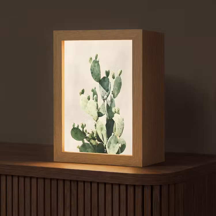 Cactus - Groen - Minimalistisch Light Box met kabel (Tafellamp) klein -z3d_website