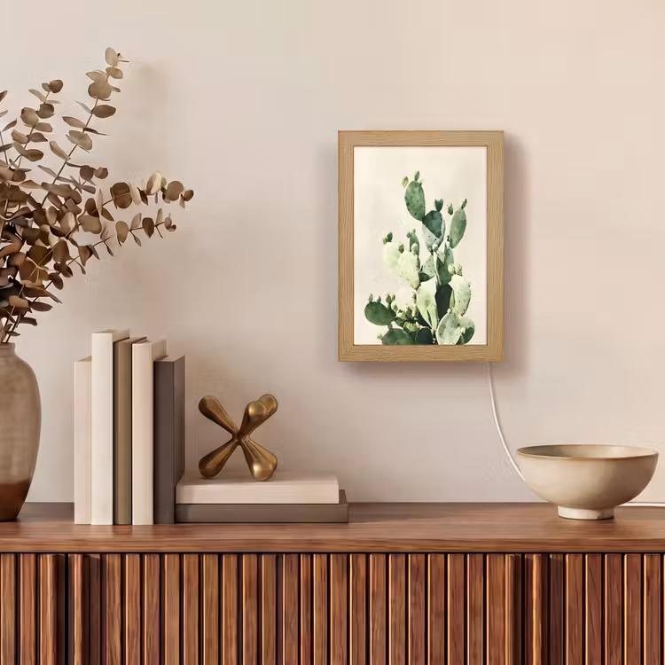 Cactus - Groen - Minimalistisch Light Box met kabel (Tafellamp) klein -sfeer2