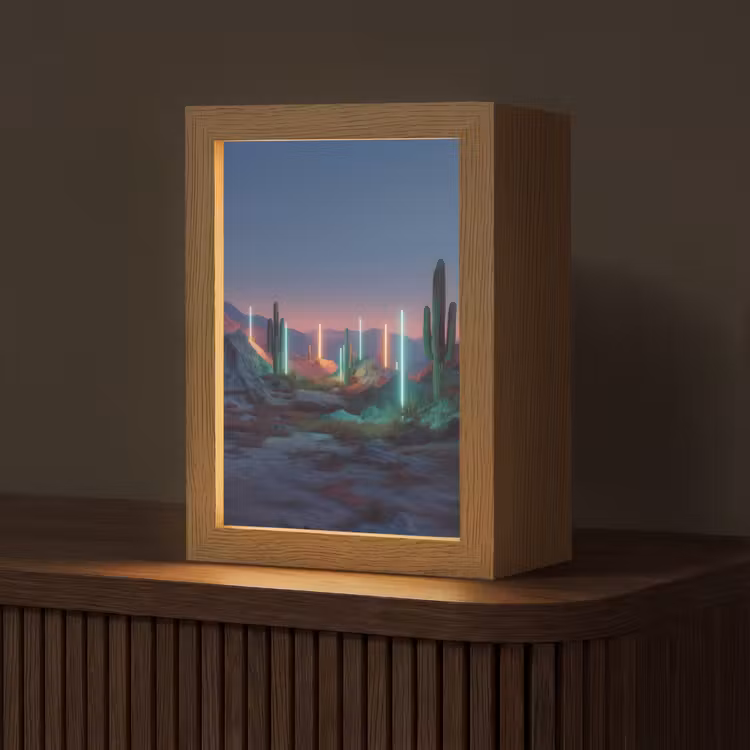 Cactus - Lichtzuilen - Zonsondergang Light Box met kabel (Tafellamp) klein -z3d_website