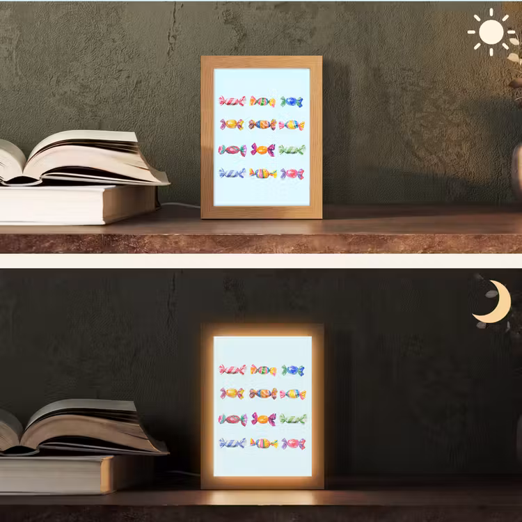 Snoepjes - Realistisch - Kleurrijk Light Box met kabel (Tafellamp) klein -sfeer3