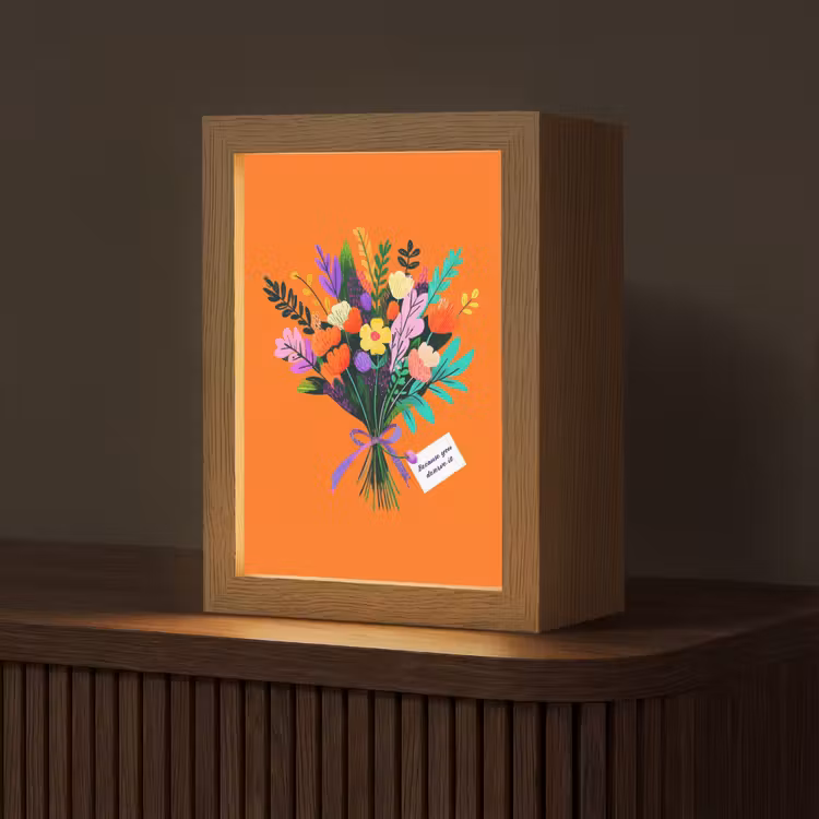 Kaartje - Boeket - Bloemen Light Box met kabel (Tafellamp) klein -z3d_website