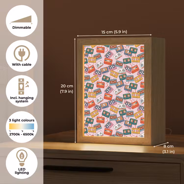 Cassette - Patroon - Roze Light Box met kabel (Tafellamp) klein 925 -USP_EN