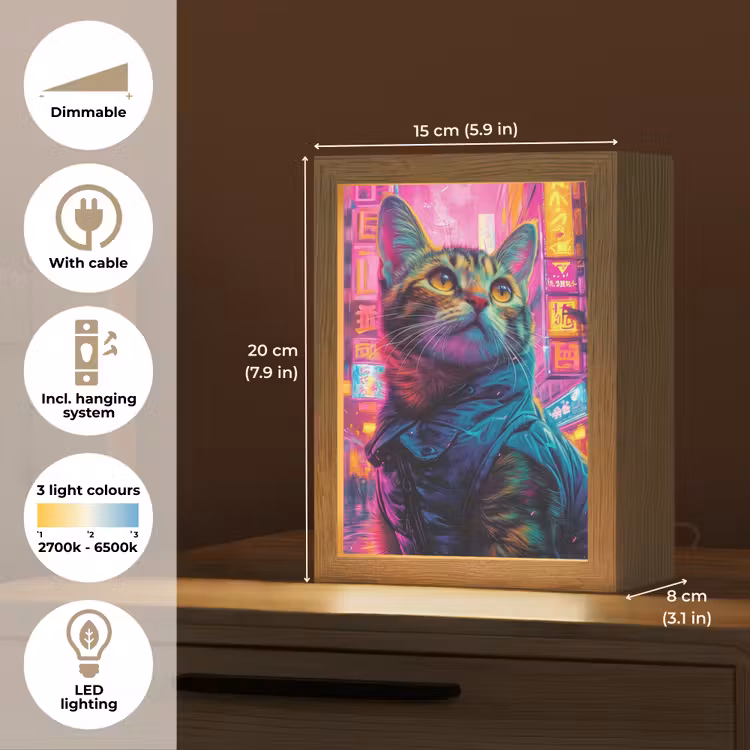 Kat - Pop art - China - Neon - Stad Light Box met kabel (Tafellamp) klein -USP_EN