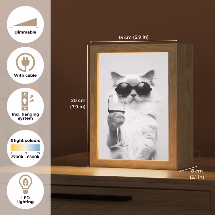 Kat - Zonnebril - Wijnglas - Langharig Light Box met kabel (Tafellamp) klein -USP_EN