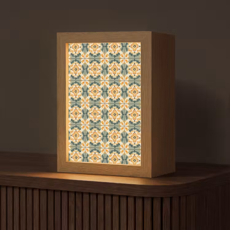 Keramiek - Verweerd - Kleurrijk Light Box met kabel (Tafellamp) klein 925 -z3d_website