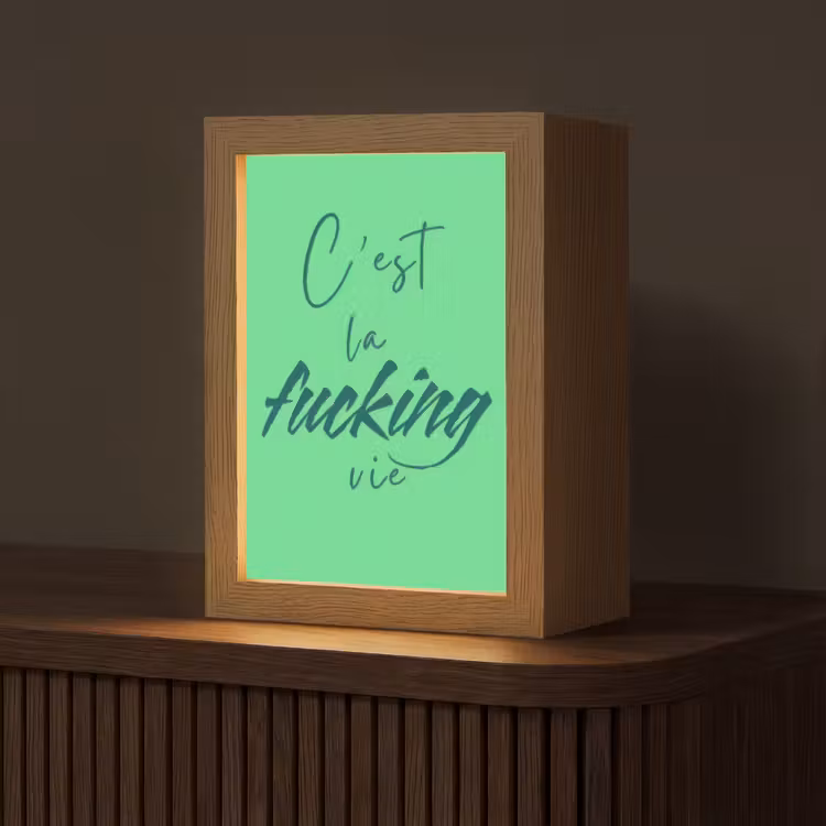 c'est la fucking vie - Groen - Penseelstijl Light Box met kabel (Tafellamp) klein -z3d_website