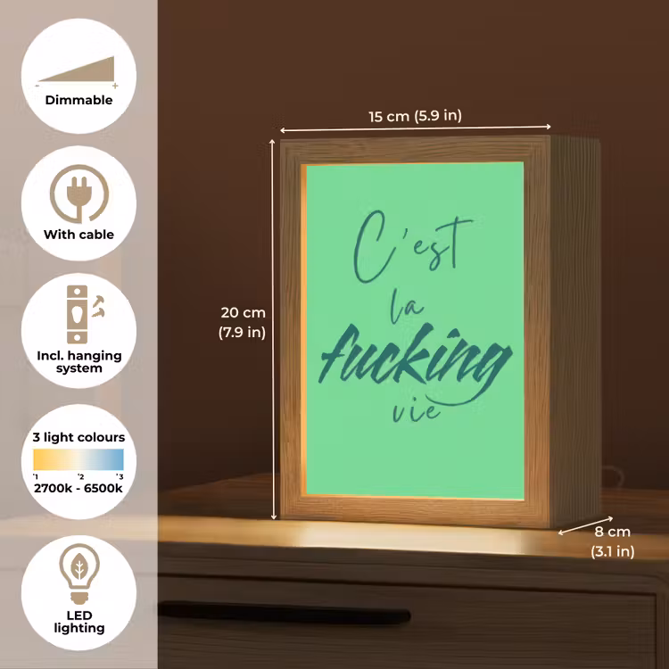 c'est la fucking vie - Groen - Penseelstijl Light Box met kabel (Tafellamp) klein -USP_EN