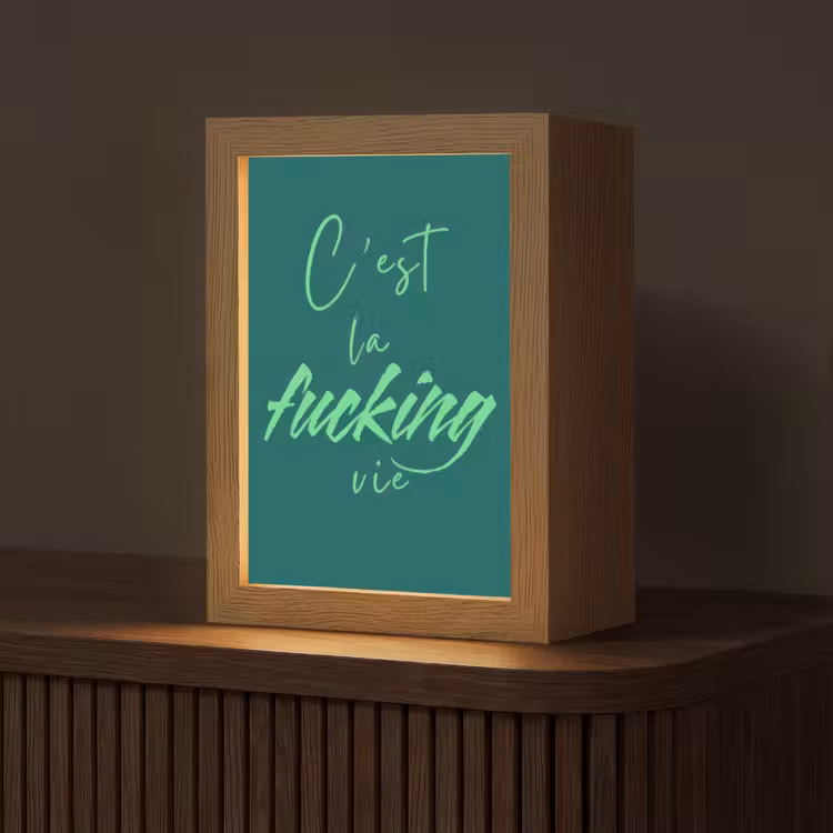 c'est la fucking vie - Groen - Handgeschreven Light Box met kabel (Tafellamp) klein -z3d_website