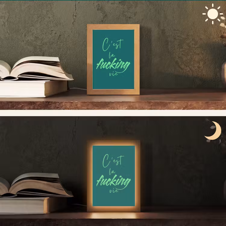 c'est la fucking vie - Groen - Handgeschreven Light Box met kabel (Tafellamp) klein -sfeer3