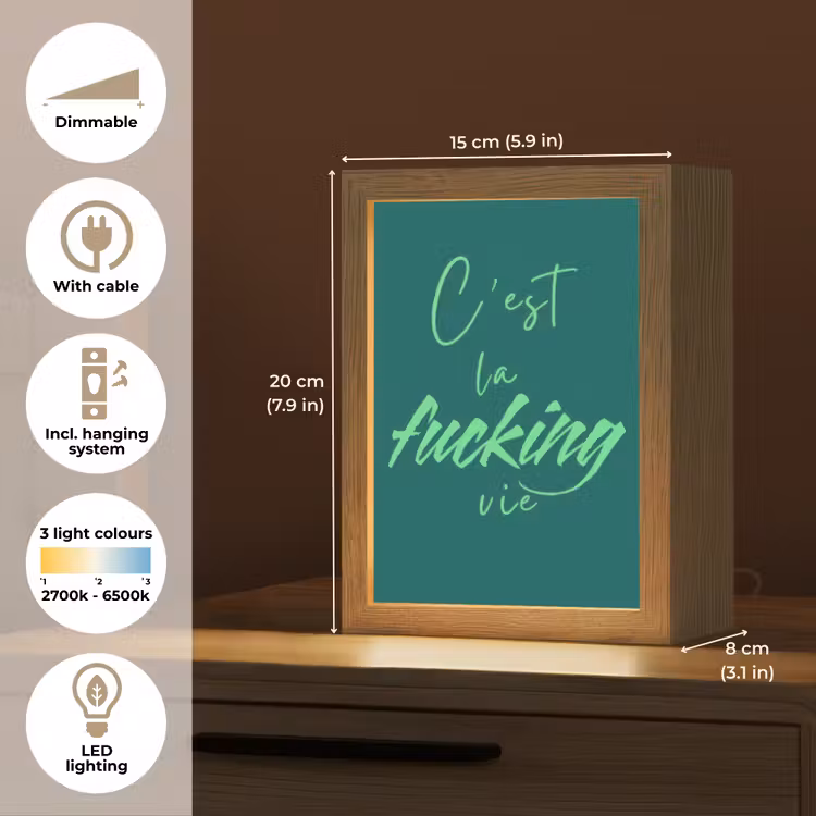 c'est la fucking vie - Groen - Handgeschreven Light Box met kabel (Tafellamp) klein -USP_EN