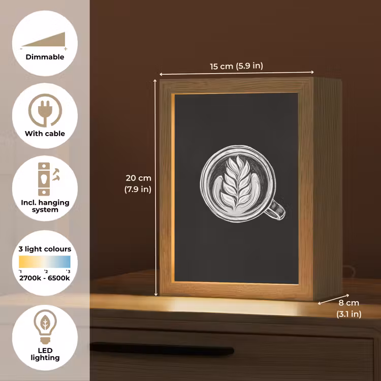 Krijttekening - Koffie - Latte art Light Box met kabel (Tafellamp) klein -USP_EN
