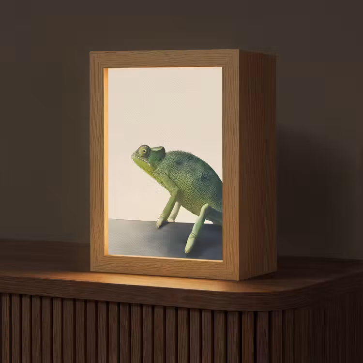 Kameleon - Groen - Minimalistisch Light Box met kabel (Tafellamp) klein -z3d_website