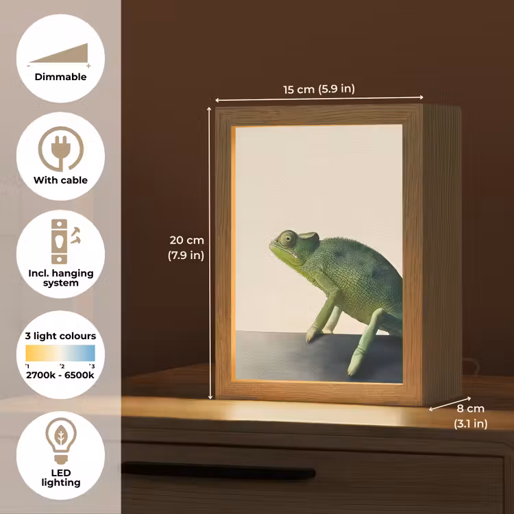 Kameleon - Groen - Minimalistisch Light Box met kabel (Tafellamp) klein -USP_EN