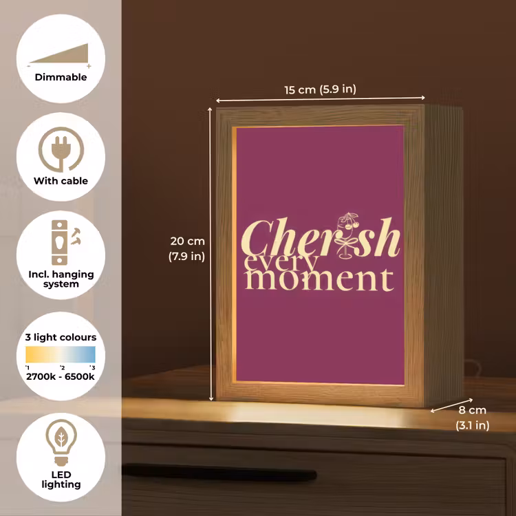 Cherish every moment - Cocktailglas - Bordeaux Light Box met kabel (Tafellamp) klein -USP_EN