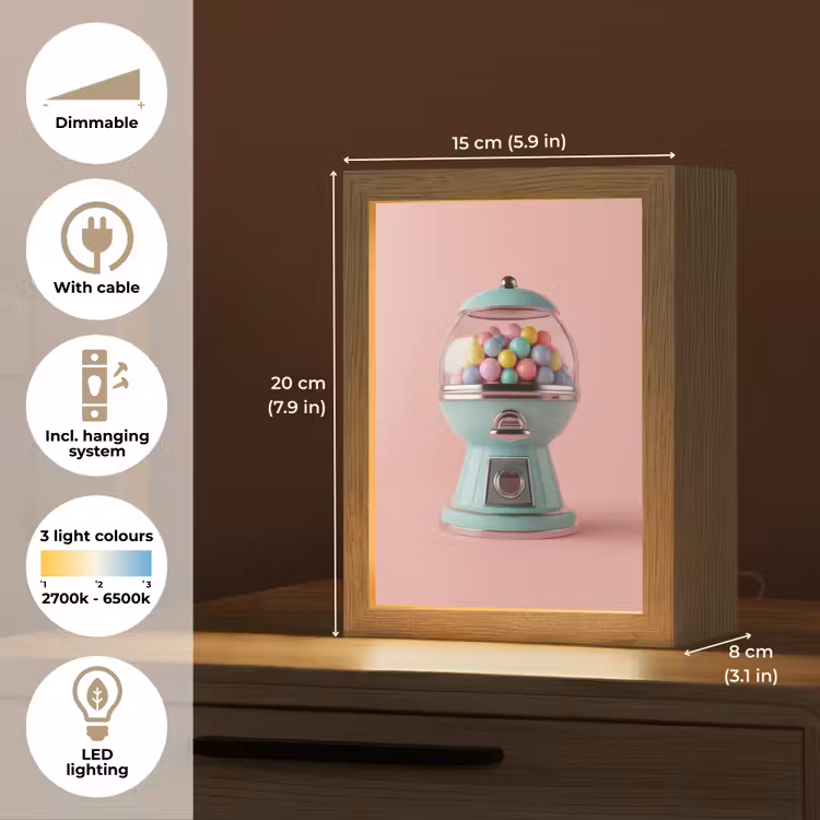 Kauwgom - Retro - Snoep - Roze Light Box met kabel (Tafellamp) klein -USP_EN