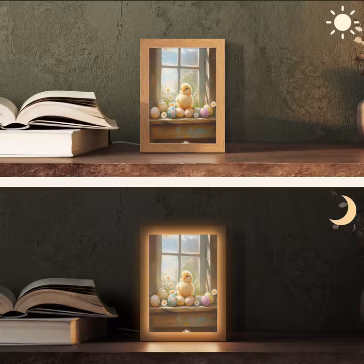 Kuiken - Raam - Paaseieren Light Box met kabel (Tafellamp) klein -sfeer3