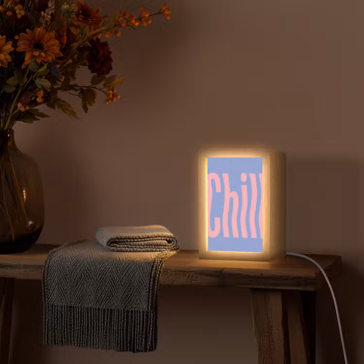 Chill - Roze - Blauw - Golvend Light Box met kabel (Tafellamp) klein -sfeer4