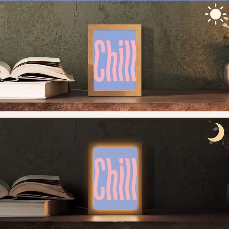 Chill - Roze - Blauw - Golvend Light Box met kabel (Tafellamp) klein -sfeer3