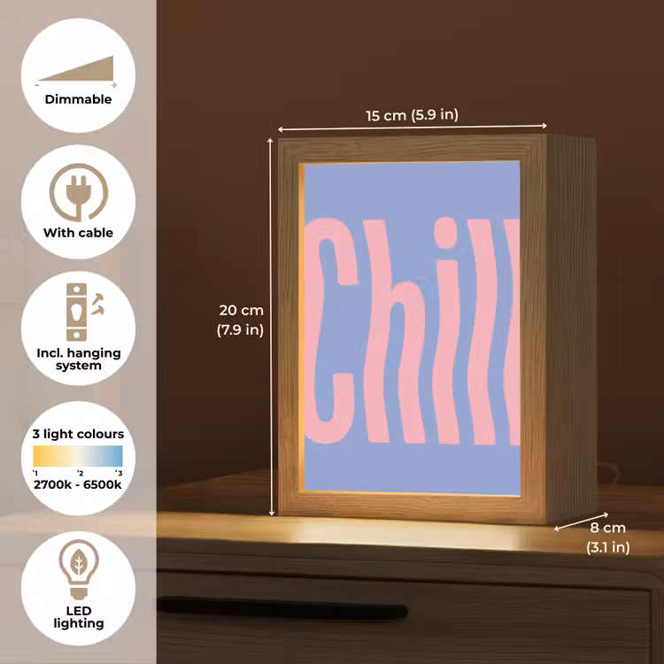Chill - Roze - Blauw - Golvend Light Box met kabel (Tafellamp) klein -USP_EN