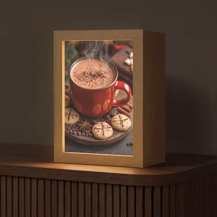 Chocolademelk - Mok - Winter - Kerst - Gezelligheid Light Box met kabel (Tafellamp) klein -z3d_website