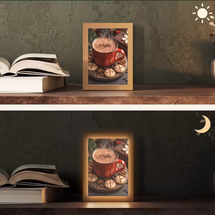 Chocolademelk - Mok - Winter - Kerst - Gezelligheid Light Box met kabel (Tafellamp) klein -sfeer3