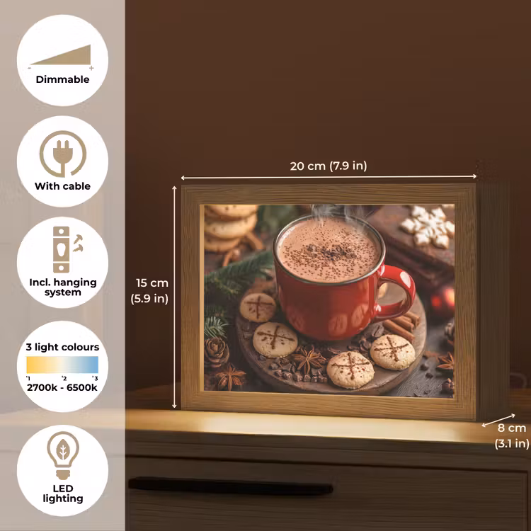 Chocolademelk - Mok - Winter - Kerst - Gezelligheid Light Box met kabel (Tafellamp) klein -USP_EN