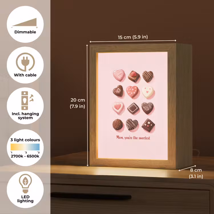 Chocolaatjes - Hartvormig - Liefste Light Box met kabel (Tafellamp) klein -USP_EN