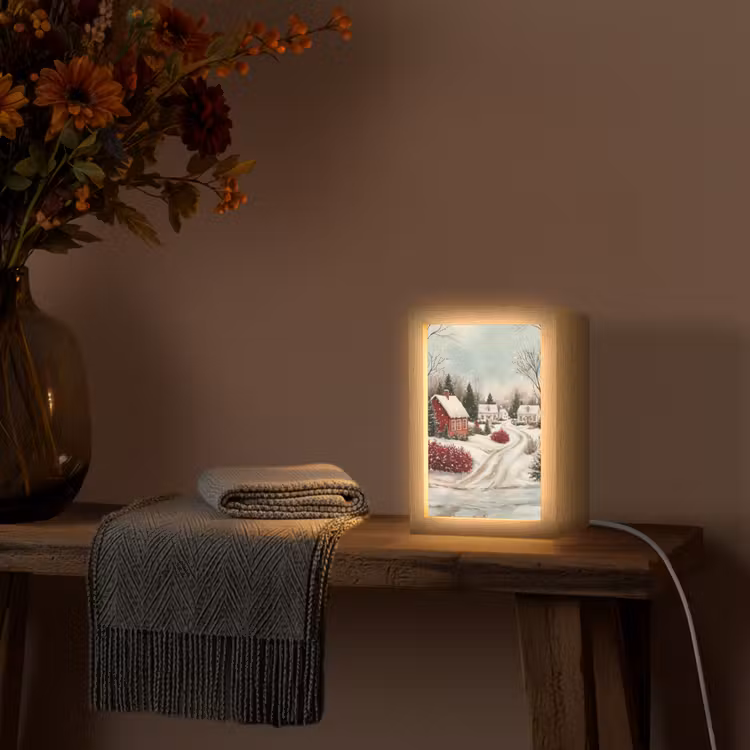Kerstsfeer - Landelijk - Rood Light Box met kabel (Tafellamp) klein -sfeer4