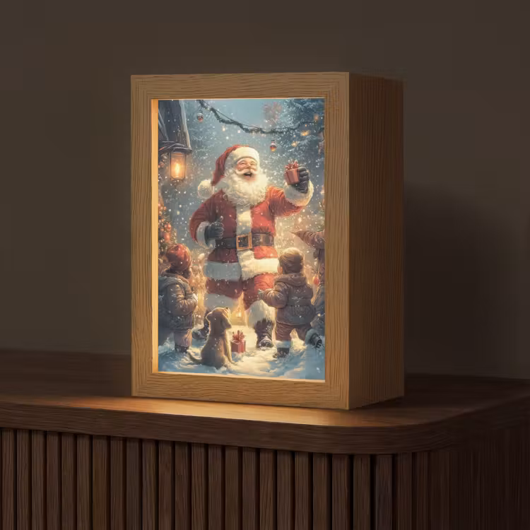 Kerstvreugde - Sneeuw - Kleurrijk Light Box met kabel (Tafellamp) klein -z3d_website