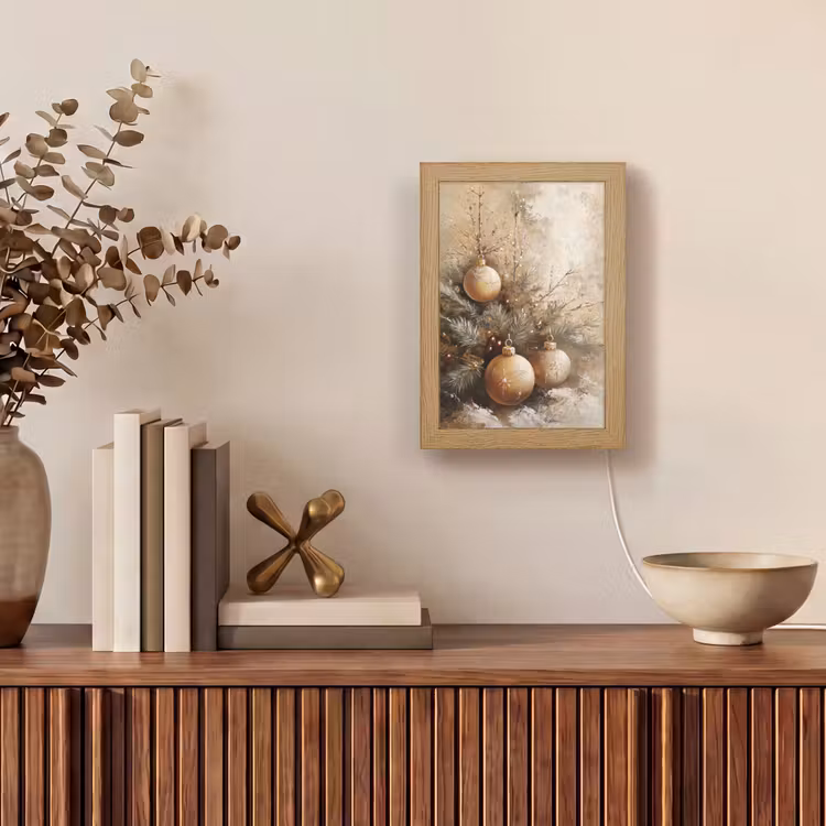 Kerst - Kerstballen - Beige - Goud Light Box met kabel (Tafellamp) klein -sfeer2