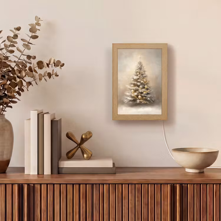 Kerst - kerstboom - Sneeuw - Art Light Box met kabel (Tafellamp) klein -sfeer2