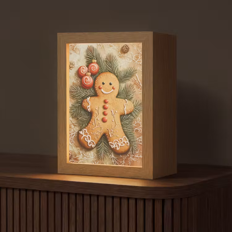 Kerstmis - Koekje - Poppetje - Speculaas Light Box met kabel (Tafellamp) klein -z3d_website