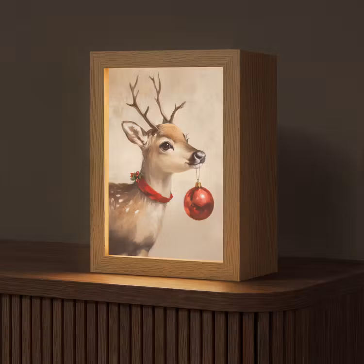 Kerst - Hert - Gewei - Kerstbal - Rendier Light Box met kabel (Tafellamp) klein -z3d_website