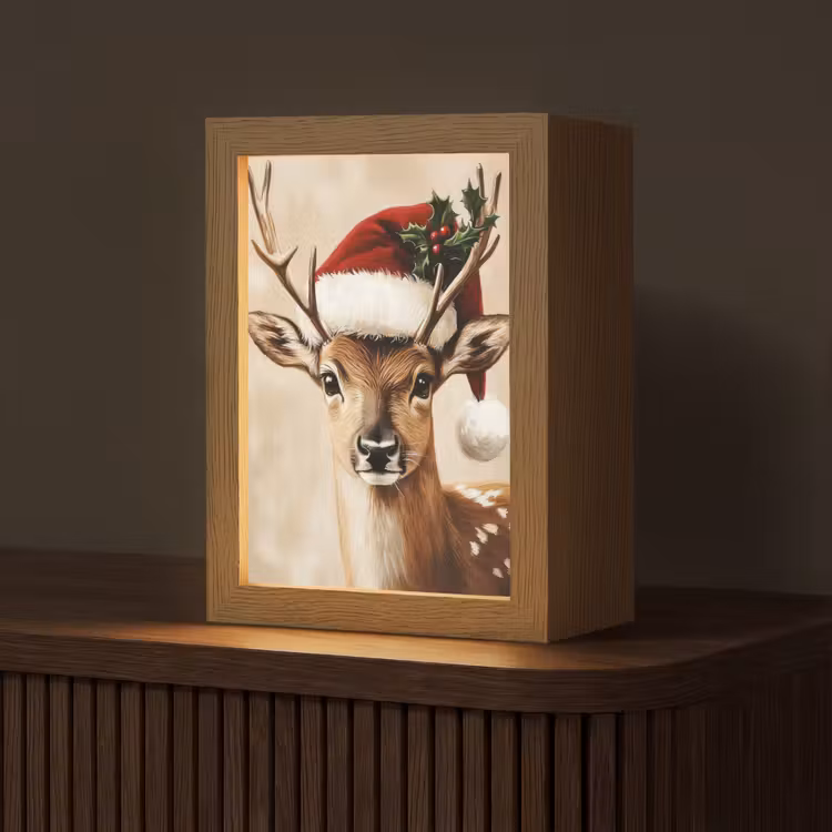 Kerst - Hert - Gewei - Rood Light Box met kabel (Tafellamp) klein -z3d_website