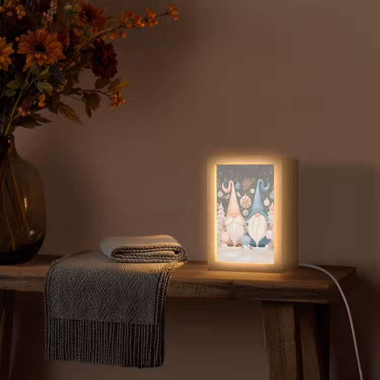 Kerst - Gnomen - Pastel Light Box met kabel (Tafellamp) klein -sfeer4