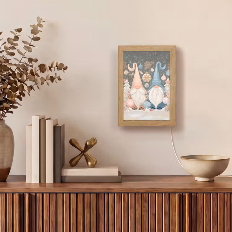 Kerst - Gnomen - Pastel Light Box met kabel (Tafellamp) klein -sfeer2
