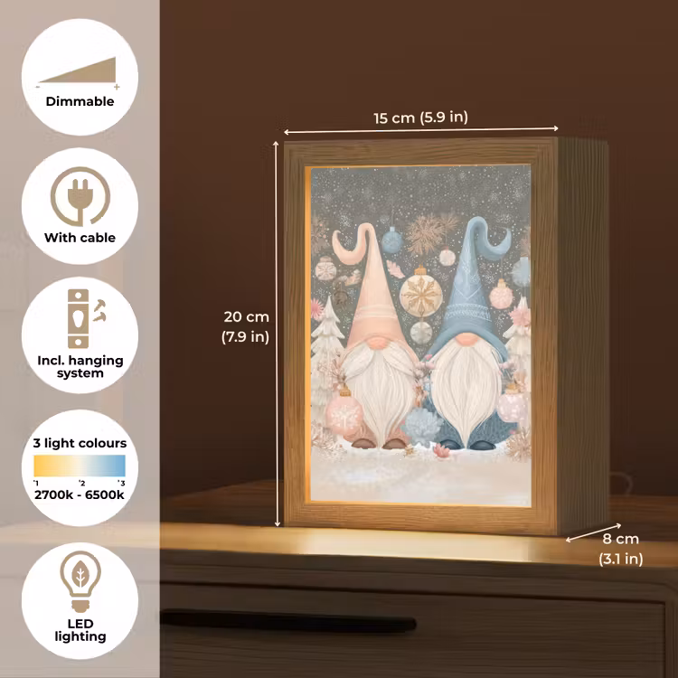 Kerst - Gnomen - Pastel Light Box met kabel (Tafellamp) klein -USP_EN