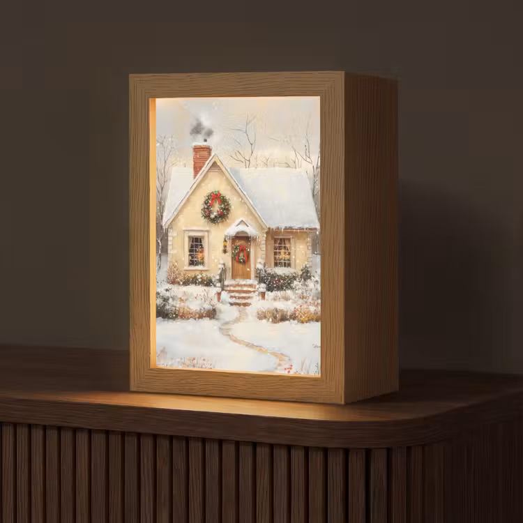 Kerst - Huis - Winter - Sneeuw Light Box met kabel (Tafellamp) klein -z3d_website