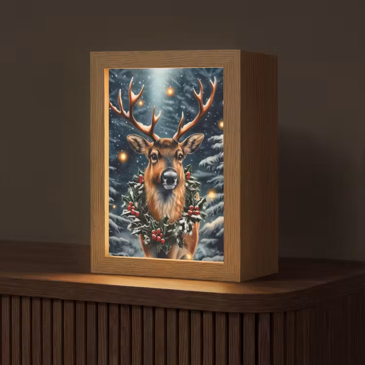 Kerst - Magie - Bos - Kleurrijk Light Box met kabel (Tafellamp) klein -z3d_website