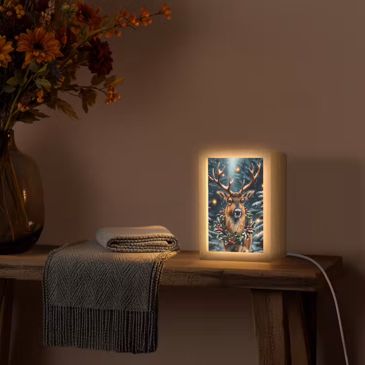 Kerst - Magie - Bos - Kleurrijk Light Box met kabel (Tafellamp) klein -sfeer4