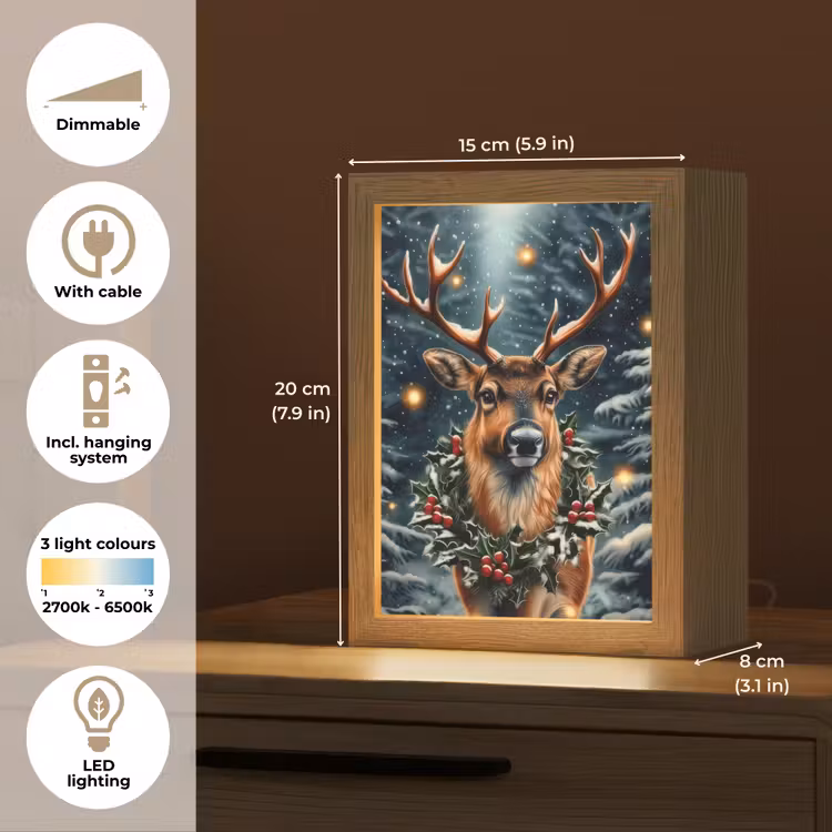 Kerst - Magie - Bos - Kleurrijk Light Box met kabel (Tafellamp) klein -USP_EN