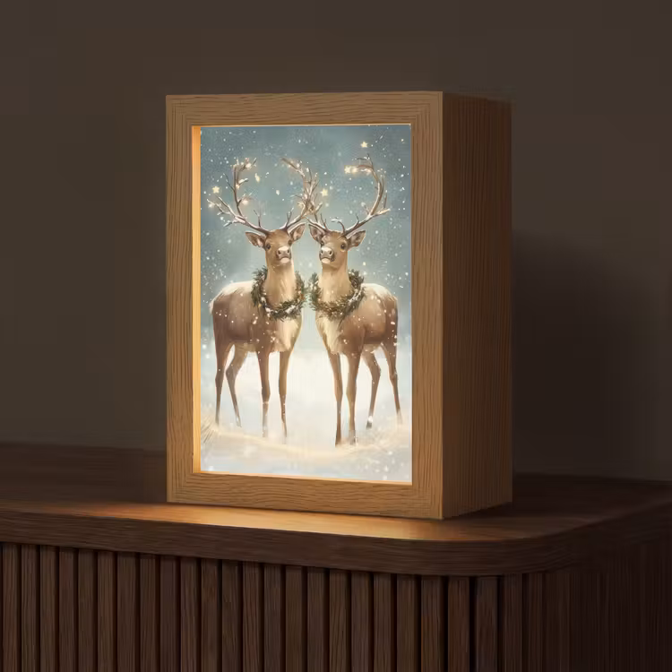 Kerstmagie - Winterwoud - Rendier Light Box met kabel (Tafellamp) klein -z3d_website