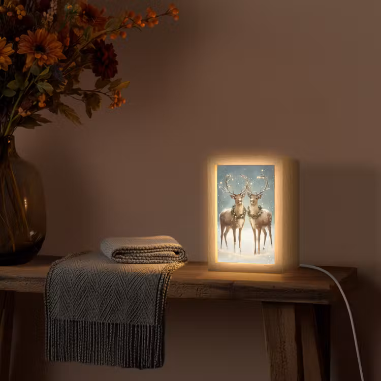 Kerstmagie - Winterwoud - Rendier Light Box met kabel (Tafellamp) klein -sfeer4